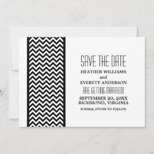 Ebony Chevron Rand Save the Date Uitnodiging