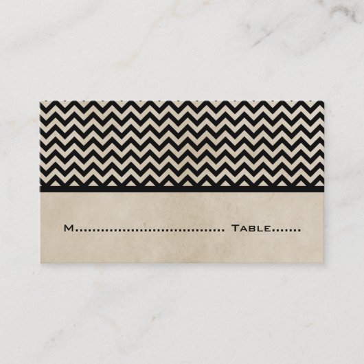 Ebony Chic Chevron Cartes de Place (Devant)