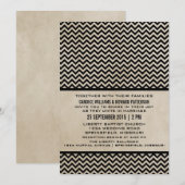 Ebony Chic Chevron Mariage Invitation (Devant / Derrière)