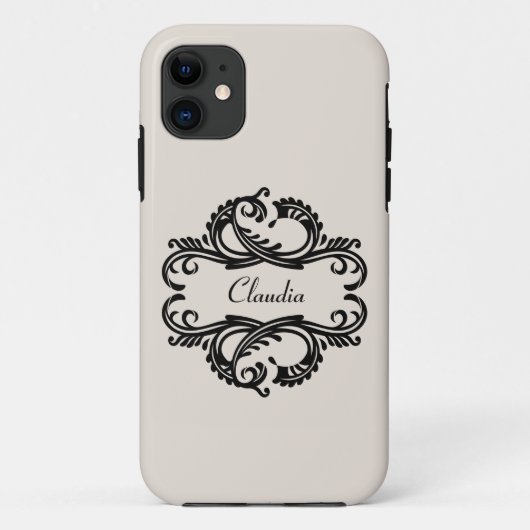 Ebony Chic Damask BT iPhone 5 Coque (Dos)