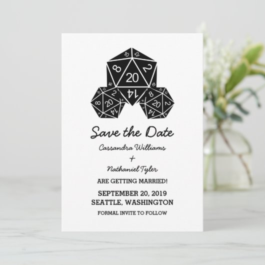 Ebony D20-apparaat Opslaan Datum uitnodiging (Staand voorkant)