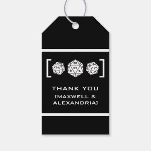 Ebony D20 Dice Gamer Wedding Gift Labels Cadeaulabel