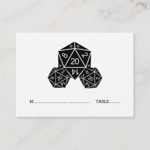 Ebony D20 Dice Wedding Place Card Plaatskaartje