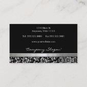 Ebony Damask Ribbon Carte de visite (Dos)