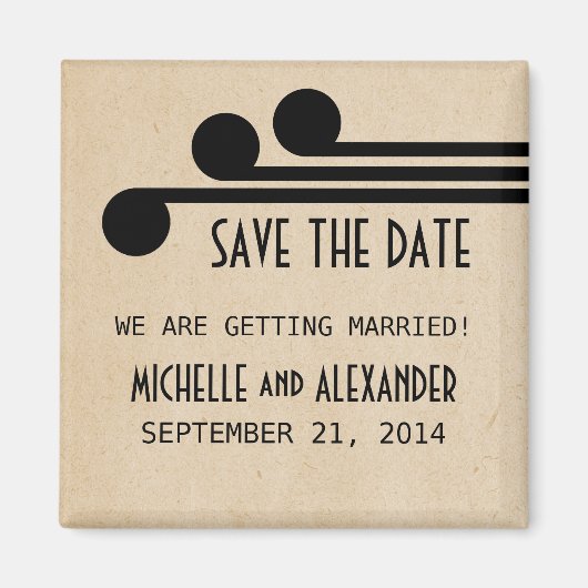 Ebony Deco Chic Save the Date Magnet (Devant)