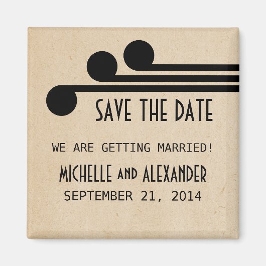 Ebony Deco Chic Save the Date Magnet Magneet (Voorkant)