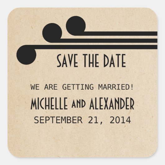 Ebony Deco Chic Save the Date Stickers (Voorkant)