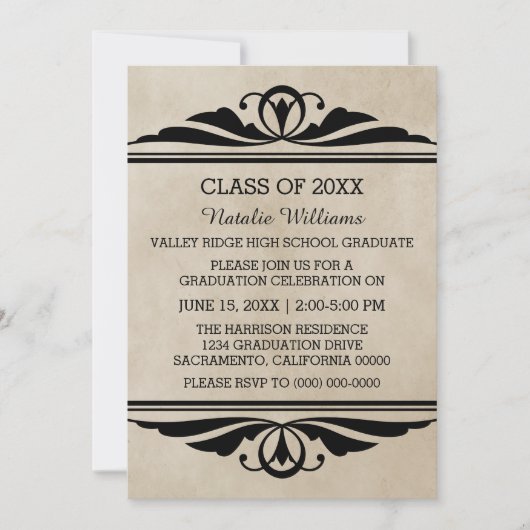 Ebony Elegant Deco Invitation (Devant)