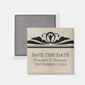 Ebony Elegant Deco Save the Date Magnet (Recto/Verso)