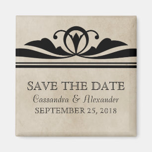 Ebony Elegant Deco Save the Date Magnet Magneet
