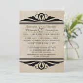 Ebony Elegant Deco Wedding Invitation (Debout devant)