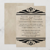 Ebony Elegant Deco Wedding Invitation (Devant / Derrière)