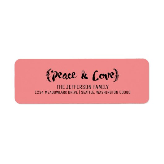Ebony Elegant Sketted Peace & Love Holiday Etiket (Voorkant)