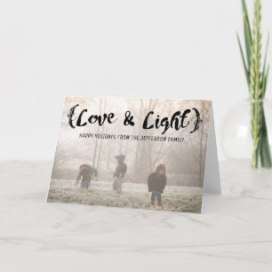 Ebony Elegant Sketting Love & Light Holiday Foto Feestdagen Kaart