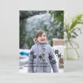 Ebony Elegant Snowflakes Carte photo de vacances (Debout devant)