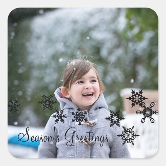 Ebony Elegant Snowflakes Stickers Photo de vacance (Devant)