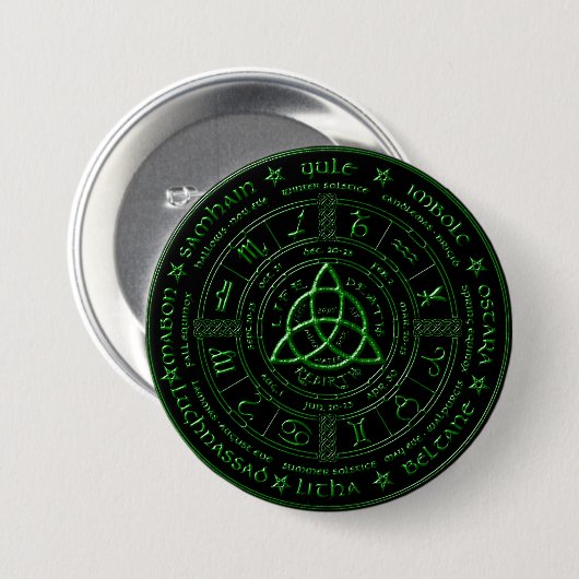 Ebony Emerald Celtic Zodiac Button (Voorkant /achterkant)
