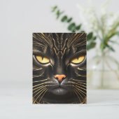 Ebony en Gold Cat Briefkaart (Staand voorkant)