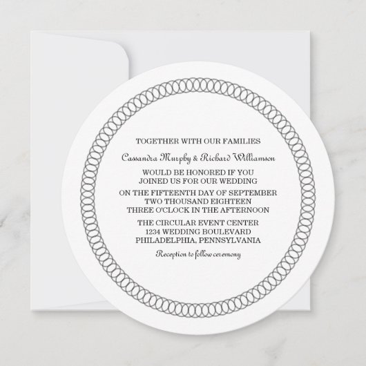 Ebony Encerclée de mariage ronde Invitation (Devant)