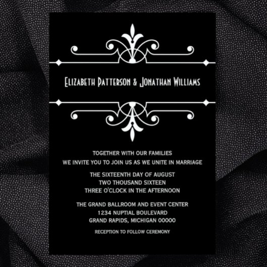 Ebony Fancy Mariage ornemental Invitation