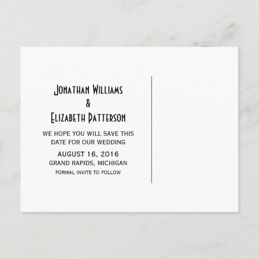 Ebony Fancy Ornamental Enregistrer la date Carte p (Dos)