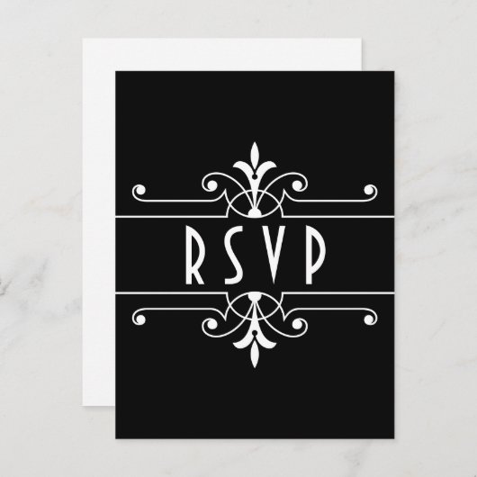 Ebony Fancy ornamental RSVP Briefkaart (Voorkant / Achterkant)