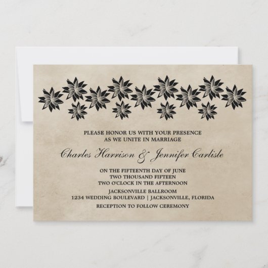 Ebony Floral Vintage Wedding Invitation (Devant)