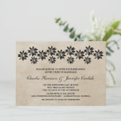 Ebony Floral Vintage Wedding Invitation (Debout devant)