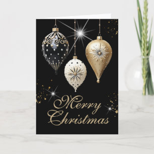 Ebony Goud en Wit Ornamenten Kerst Feestdagen Kaart
