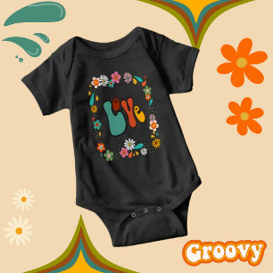 Ebony Groovy Baby LOVE bloemkracht 70 geïnspireerd Romper