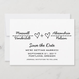 Ebony Heart Vergelijking Save the Date Uitnodiging