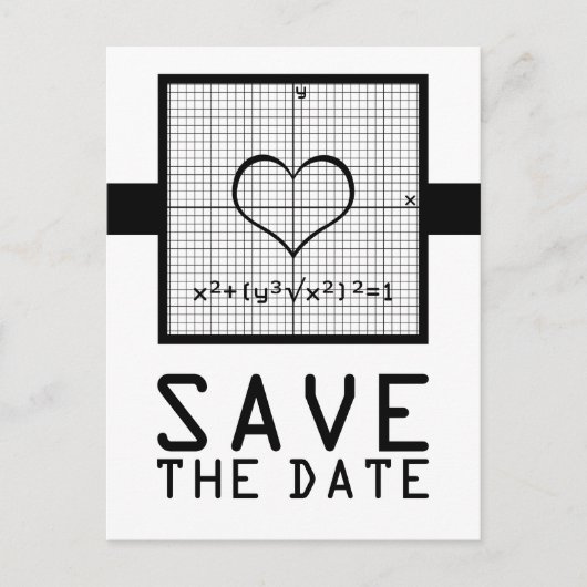Ebony Heart Wiskunde Graph Save the Date Briefkaar Aankondigingskaart (Voorkant)