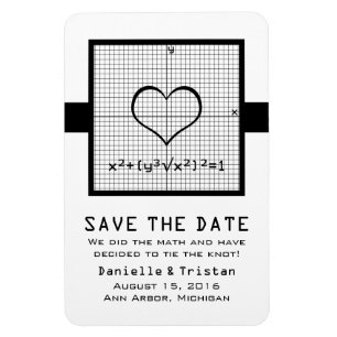 Ebony Heart Wiskunde Graph Save the Date Magnet Magneet