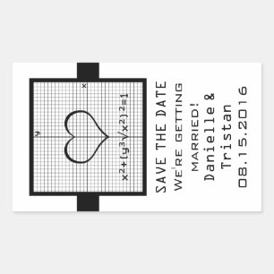 Ebony Heart Wiskunde Graph Save the Date Stickers