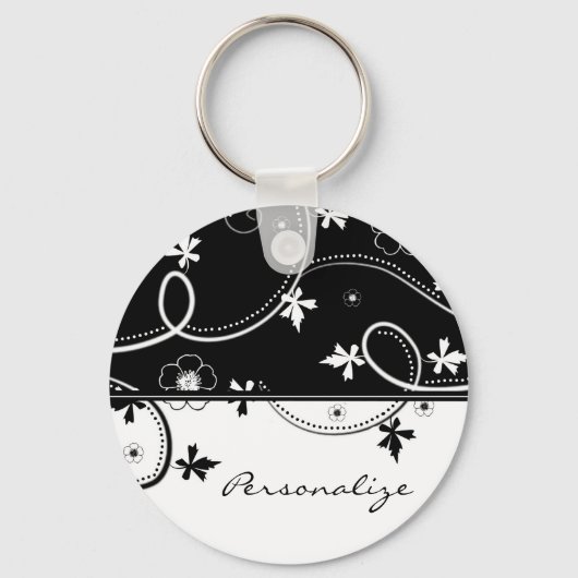 Ebony Leaf Blooms Sleutelhanger (Voorkant)