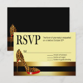 Ebony Leopard Stiletto Stripes RSVP Kaartje (Voorkant / Achterkant)