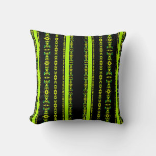 Ebony Lime Modern Afrikaans Zwart & Groen Geometri Kussen