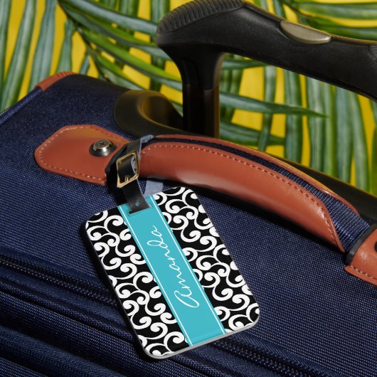 Ebony Monogrammed Elements Print Bagagelabel (Voorkant Insitu 1)