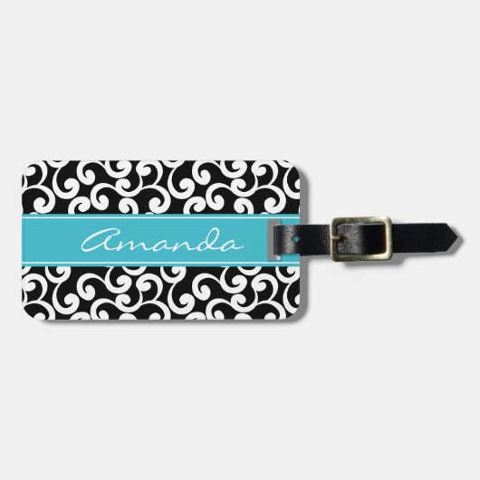 Ebony Monogrammed Elements Print Bagagelabel (Voorkant horizontaal)