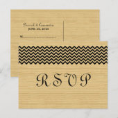 Ebony Rustic Chevron carte postale RSVP (Devant / Derrière)