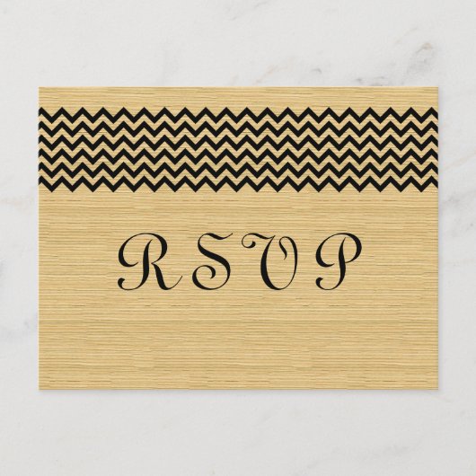 Ebony Rustic Chevron carte postale RSVP (Devant)