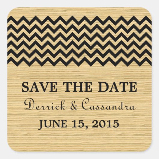 Ebony Rustic Chevron Enregistrer les stickers Date (Devant)