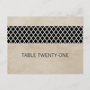 Ebony Rustic Quatrefoil Numéro de table Carte post