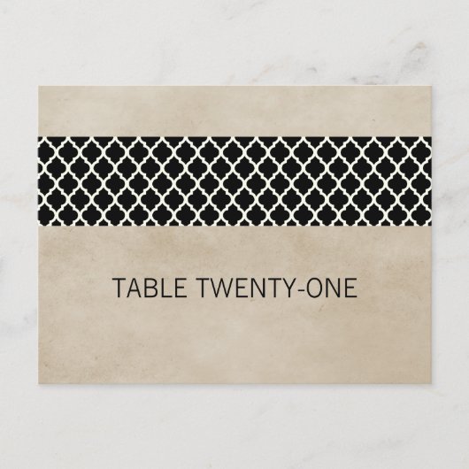 Ebony Rustic Quatrefoil Numéro de table Carte post (Devant)