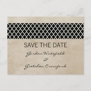 Ebony Rustic Quatrefoil Save the Date Briefkaart
