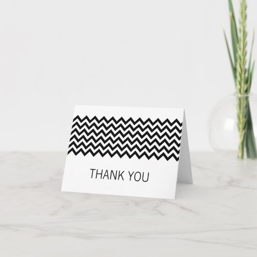 Ebony simple Carte de remerciements Chevron (Devant)
