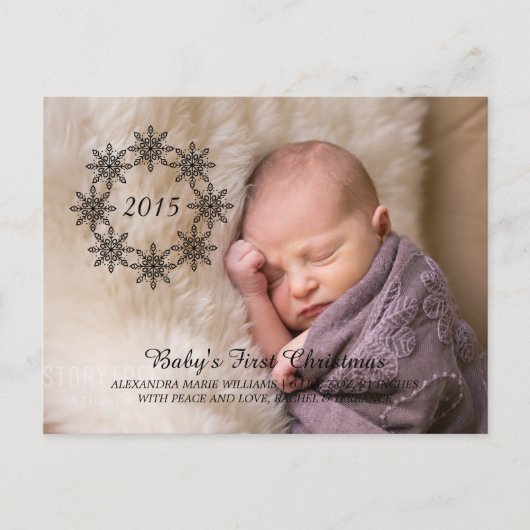 Ebony Snowflake Wreath Holiday Foto Briefkaart (Voorkant)
