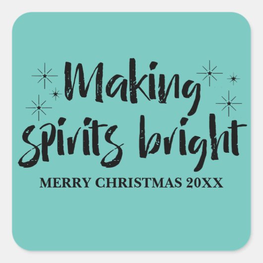 Ebony Starry Making Spirits Bright Holiday Vierkante Sticker (Voorkant)