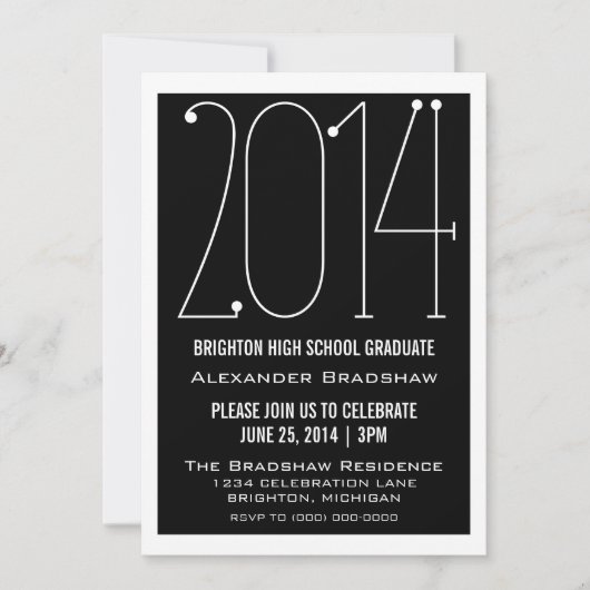 Ebony Trendy 2014 Graduation Invitation (Devant)