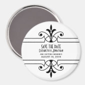 Ebony v2 Fancy Ornamental Save the Date Magnet (Recto/Verso)
